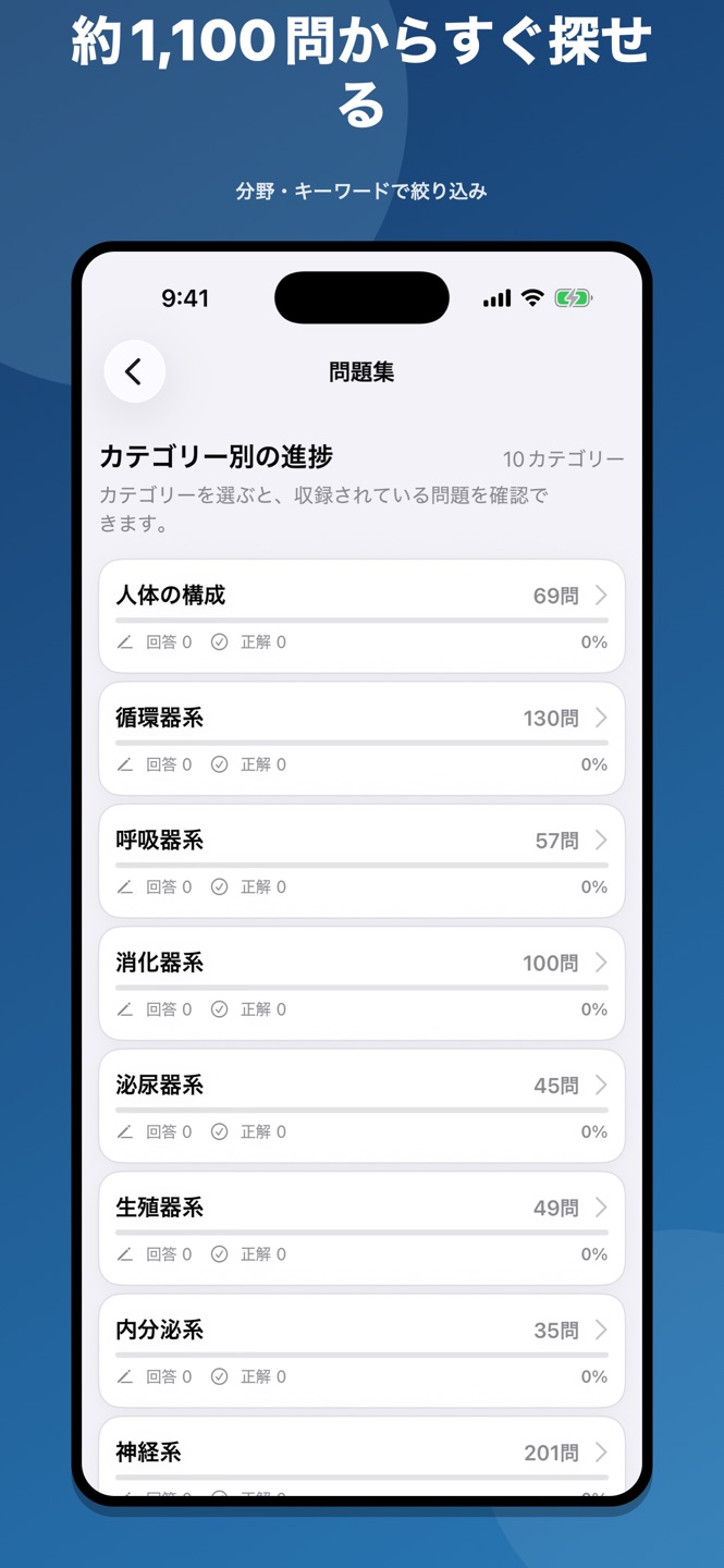 解剖学 国家試験｜過去問1,095問のスクリーンショット 5
