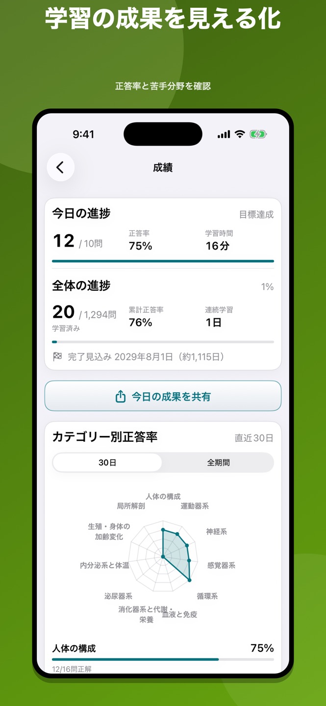 解剖生理学｜国家試験・資格対策問題集のスクリーンショット 6